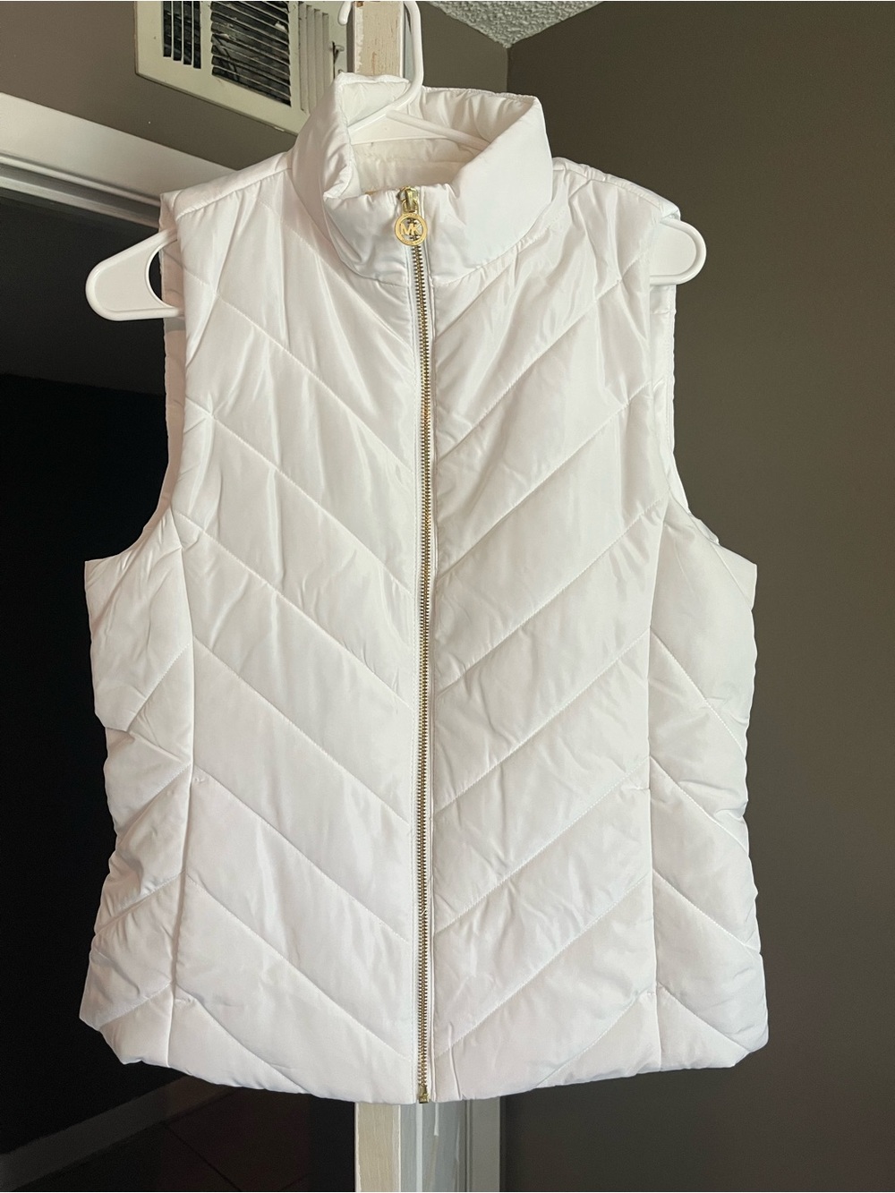 Michael Kors White Puffer Vest with Gold Hardware